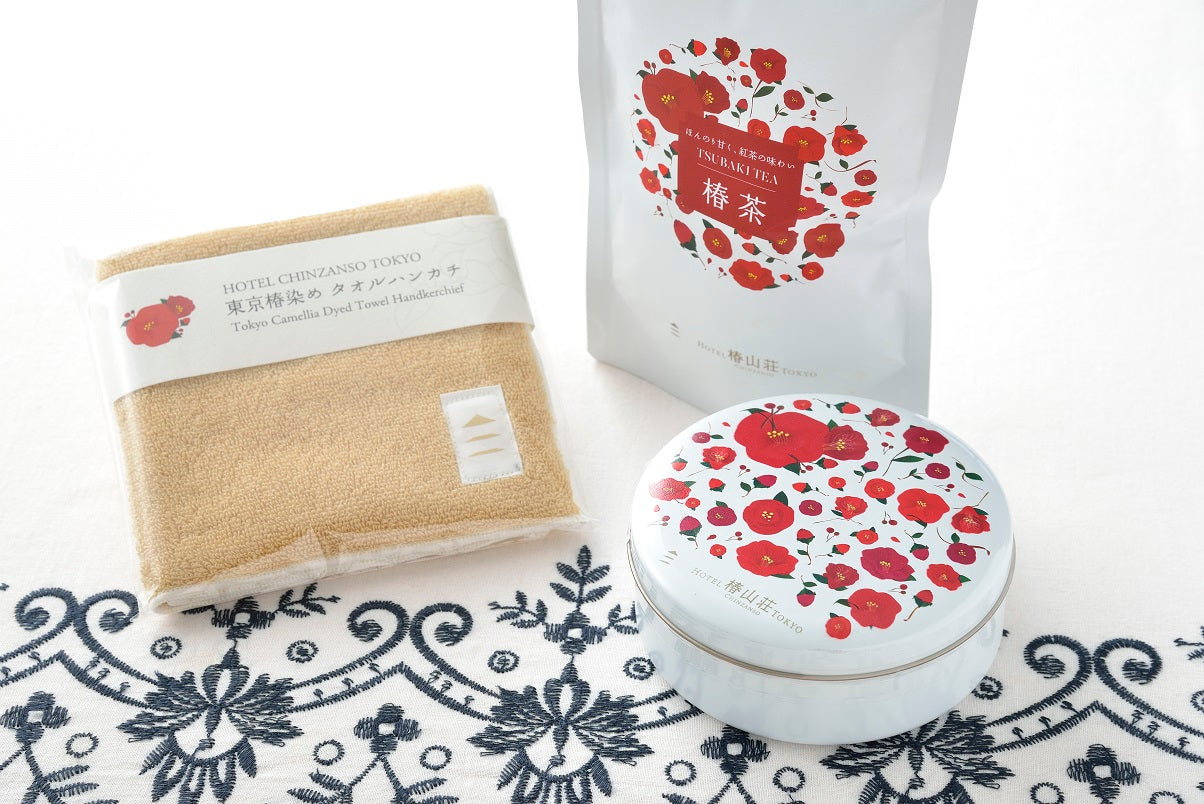 ラッピング付き】椿茶＆ふきよせ＆東京椿タオルハンカチ ギフトセット